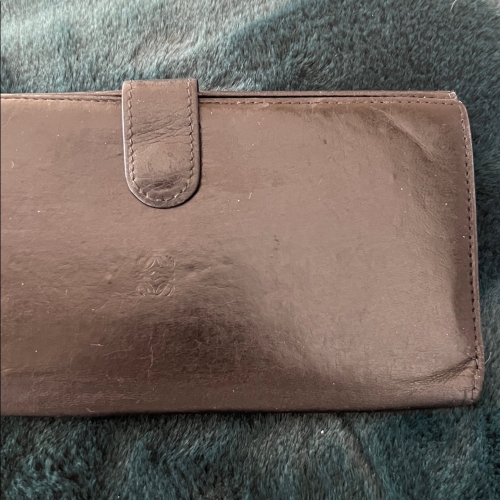 LOEWE vintage Elegant Black butter soft Leather snap card holder long Wallet - Picture 3 of 13
